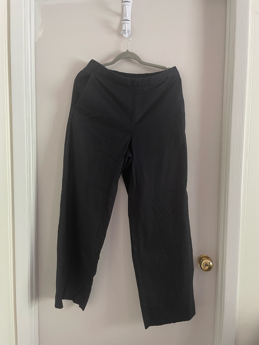 Banana Republic "Hayden" Wide-Leg Linen-Blend Pants, Black, Size M
